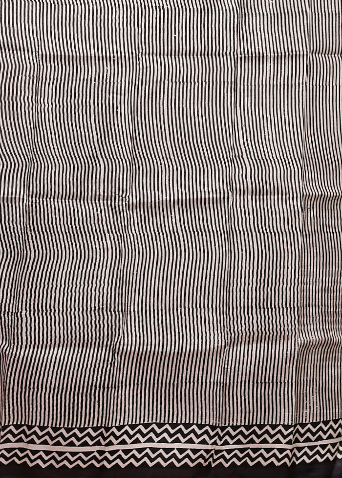 Black Printed Pure Silk Saree Without Blouse Piece