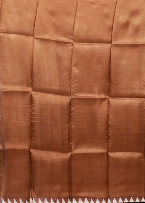 Rust Printed Pure Silk Saree Without Blouse Piece