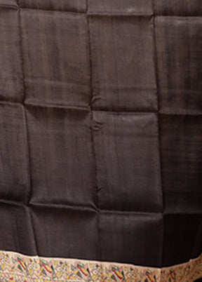 Black Printed Pure Silk Saree Without Blouse Piece