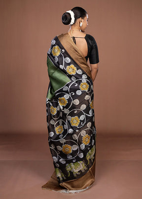 Multicolor Handloom Tussar Pure Silk Saree With Blouse Piece