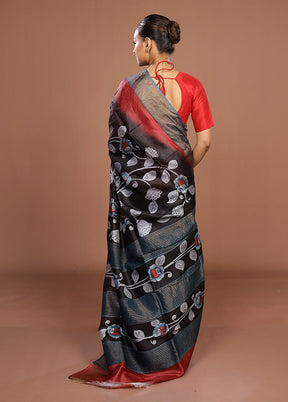 Multicolor Handloom Tussar Pure Silk Saree With Blouse Piece