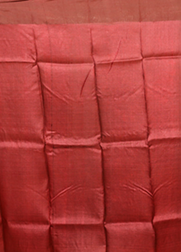 Multicolor Handloom Tussar Pure Silk Saree With Blouse Piece