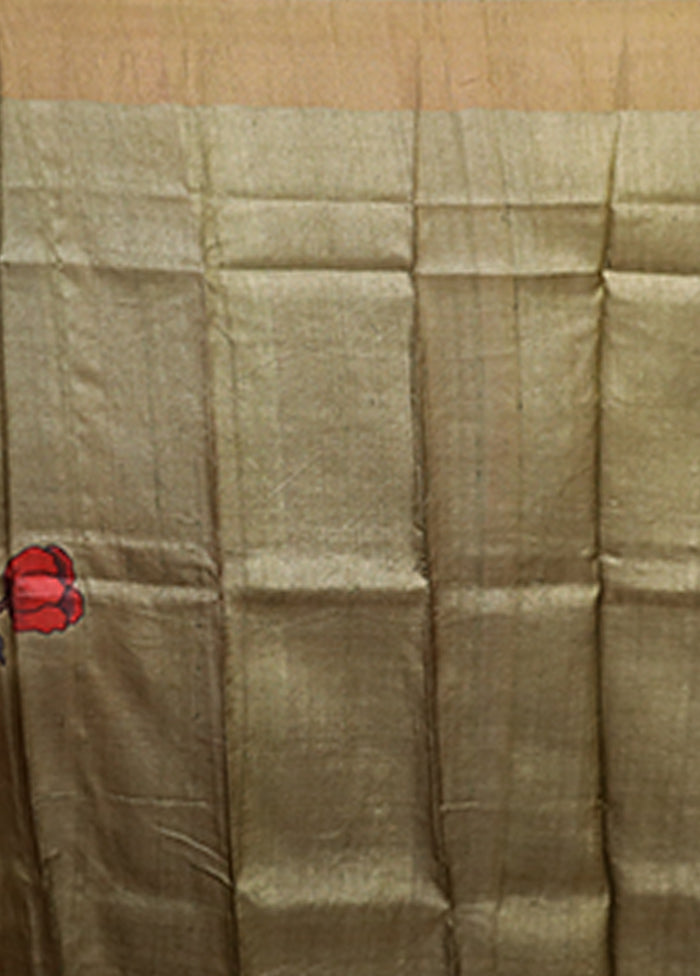 Multicolor Handloom Tussar Pure Silk Saree With Blouse Piece