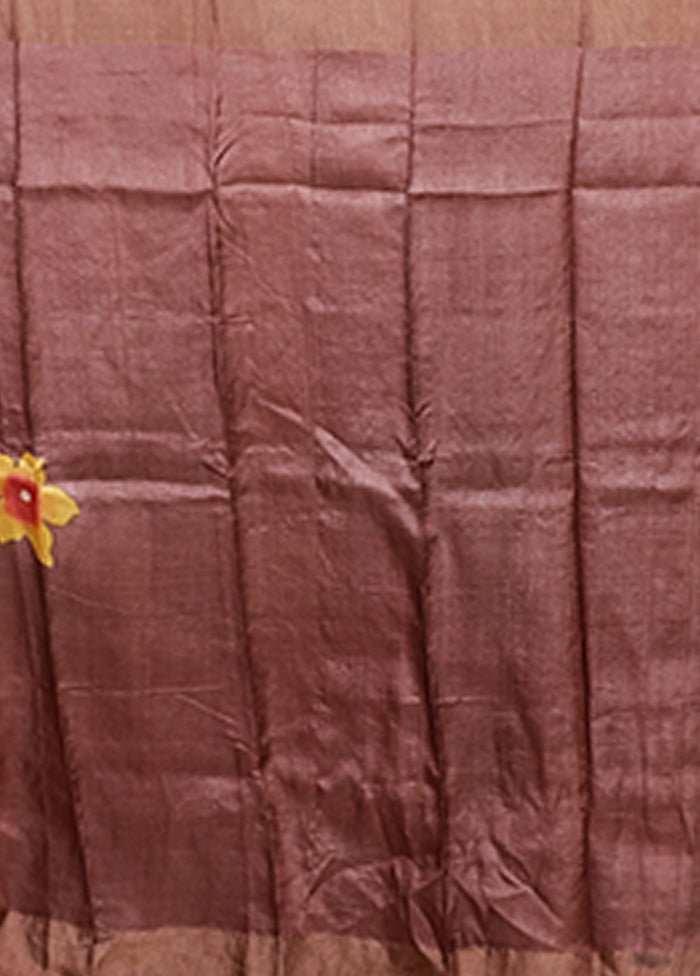 Multicolor Handloom Tussar Pure Silk Saree With Blouse Piece