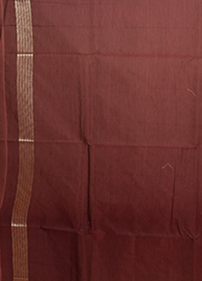Maroon Kora Silk Saree With Blouse Piece