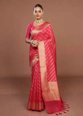 Pink Kora Silk Saree With Blouse Piece