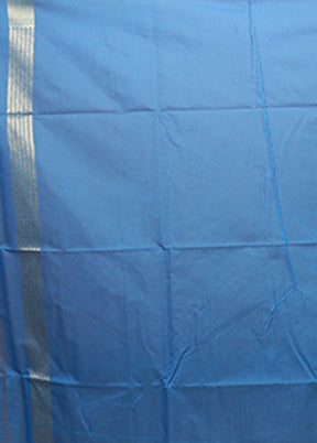 Blue Kora Silk Saree With Blouse Piece