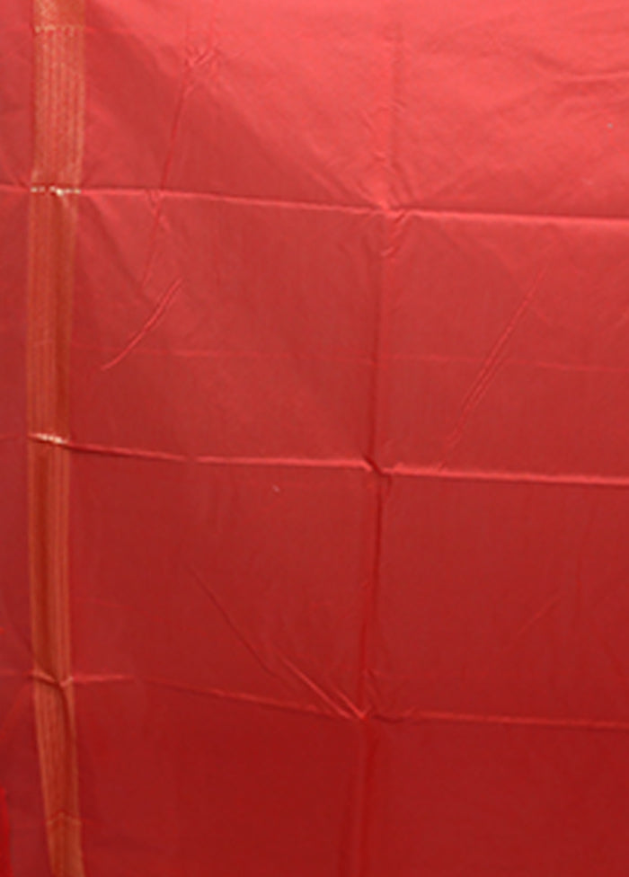 Red Kora Silk Saree With Blouse Piece