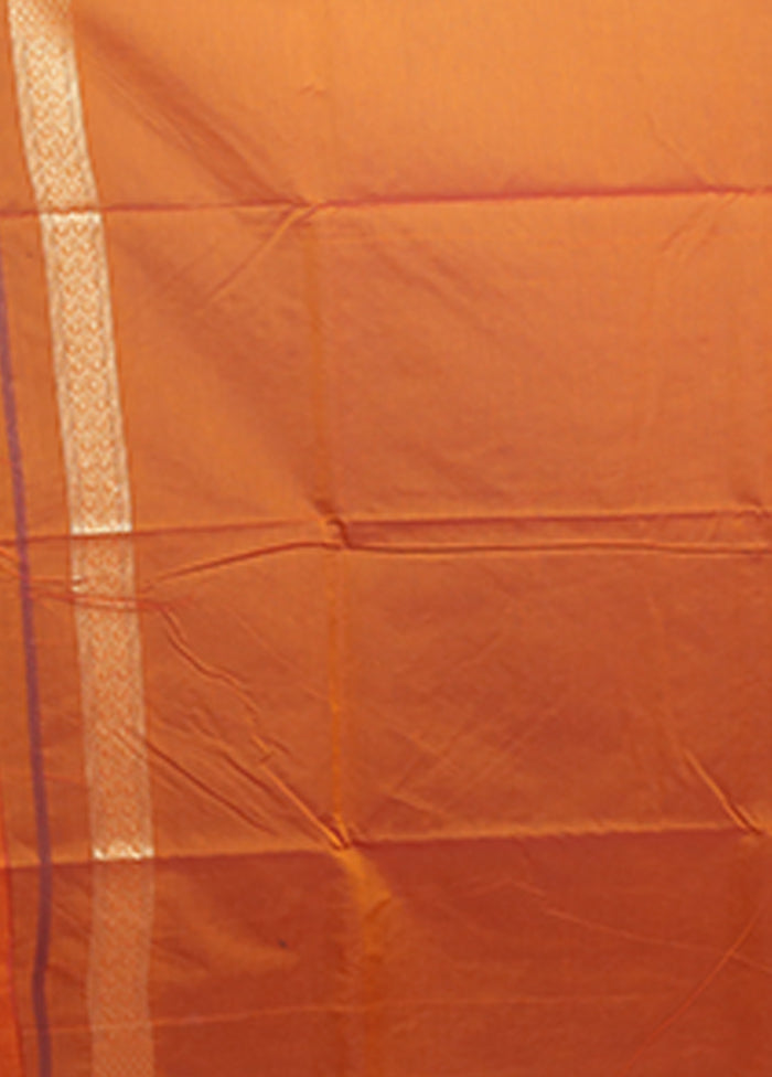 Orange Kora Silk Saree With Blouse Piece