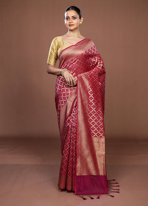 Purple Kora Silk Saree With Blouse Piece