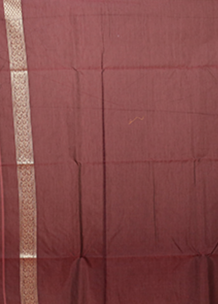 Maroon Kora Silk Saree With Blouse Piece