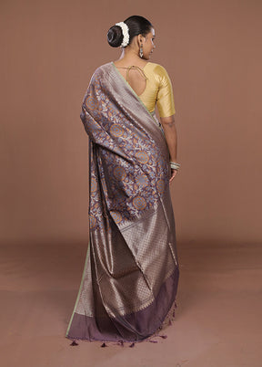 Blue Kora Silk Saree With Blouse Piece