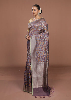 Blue Kora Silk Saree With Blouse Piece