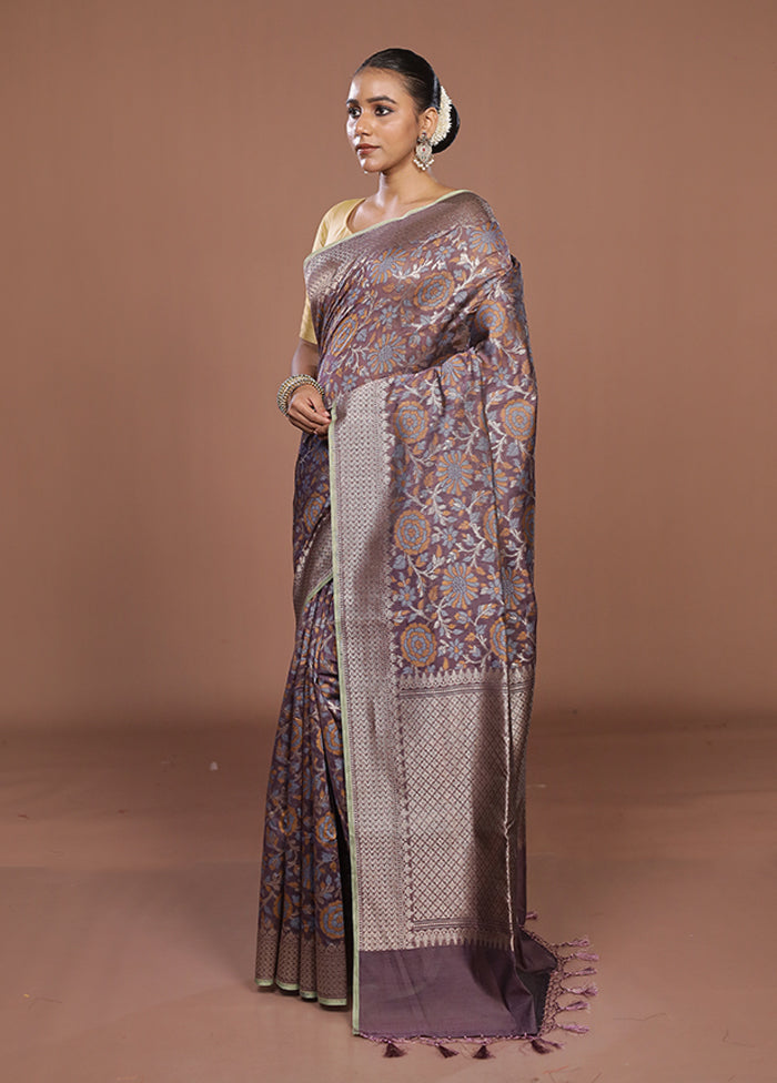 Blue Kora Silk Saree With Blouse Piece