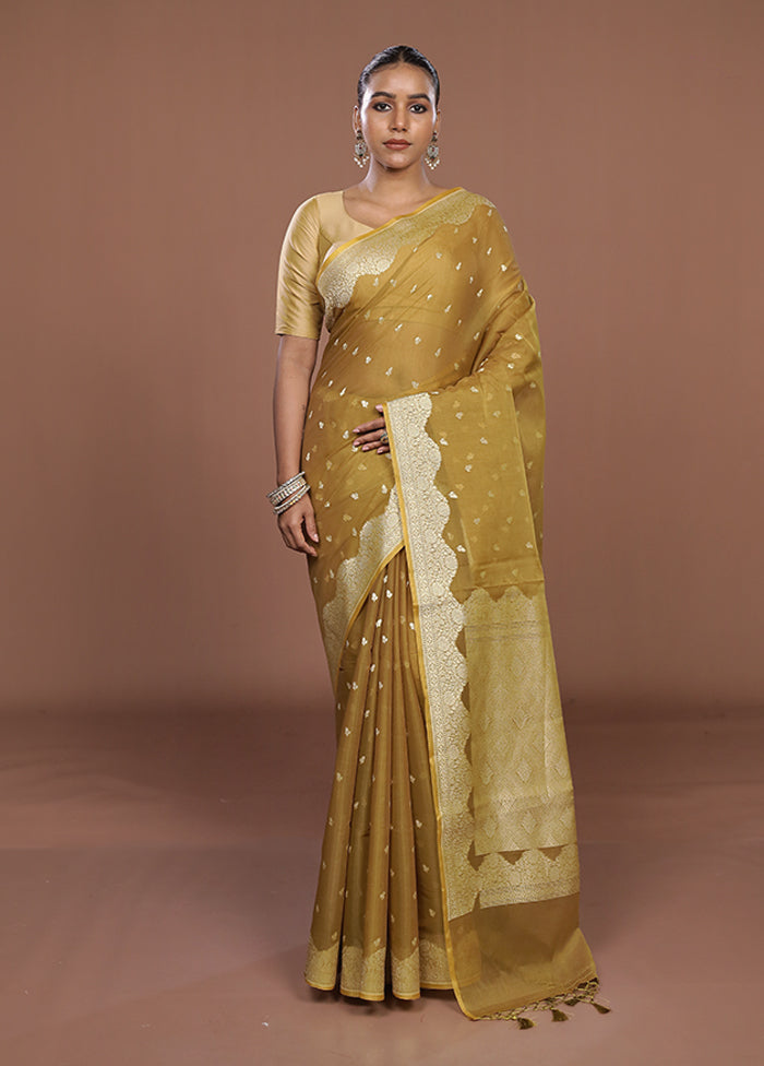 Green Kora Silk Saree With Blouse Piece