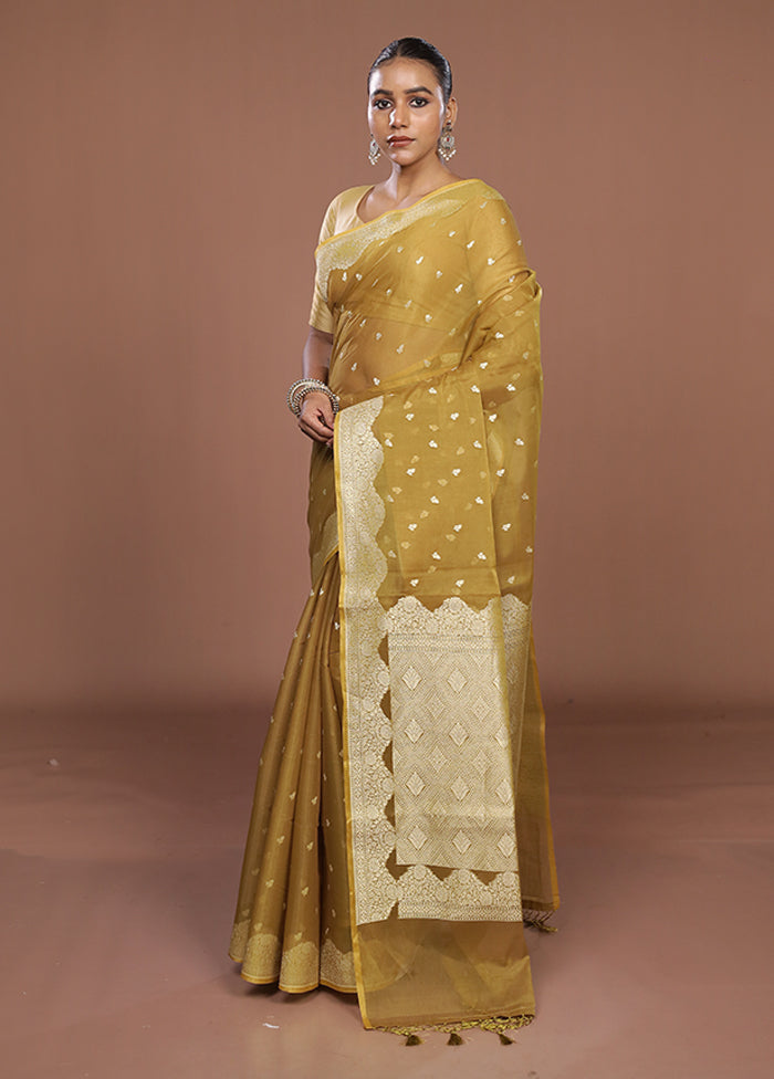 Green Kora Silk Saree With Blouse Piece