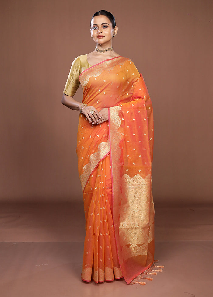 Pink Kora Silk Saree With Blouse Piece
