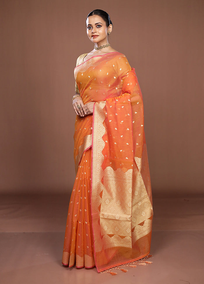 Pink Kora Silk Saree With Blouse Piece