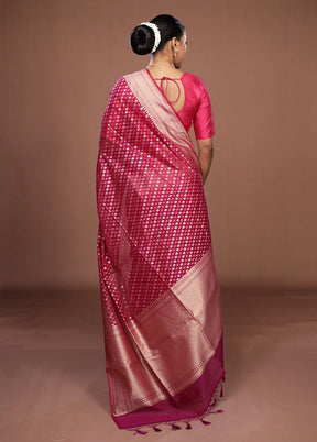 Pink Kora Silk Saree With Blouse Piece