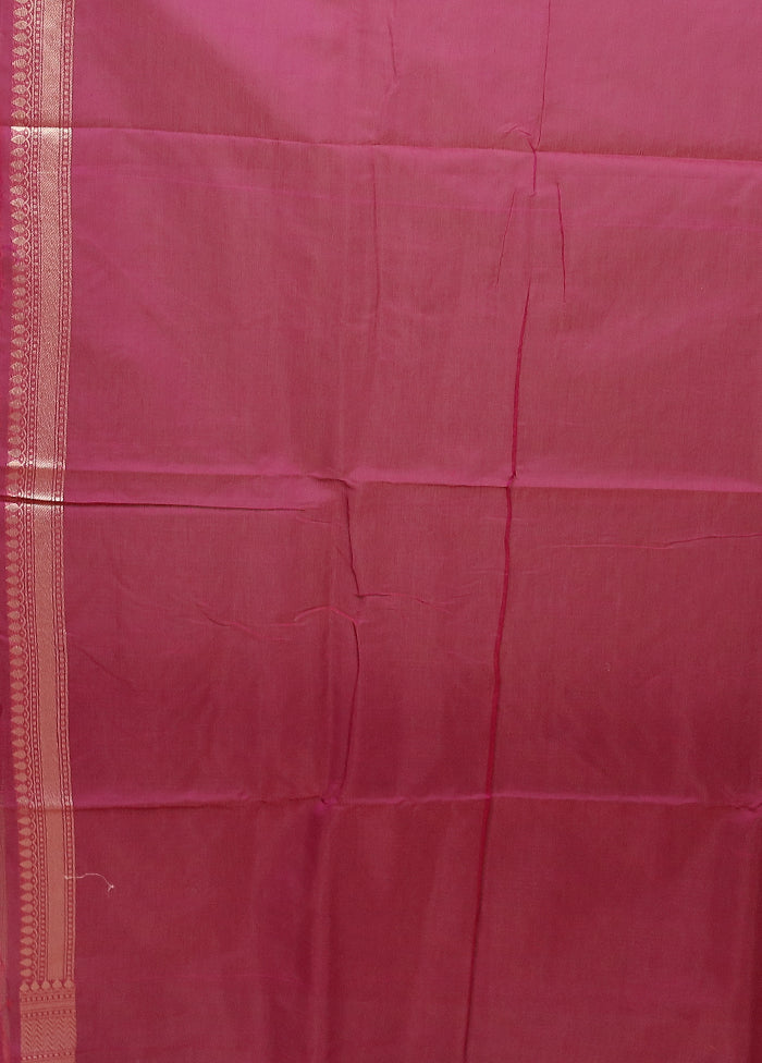 Pink Kora Silk Saree With Blouse Piece