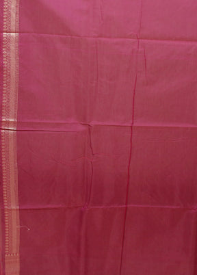 Pink Kora Silk Saree With Blouse Piece