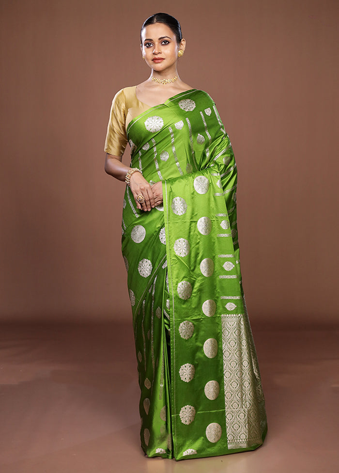 Green Dupion Silk Saree With Blouse Piece