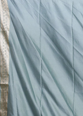 Blue Dupion Silk Saree With Blouse Piece