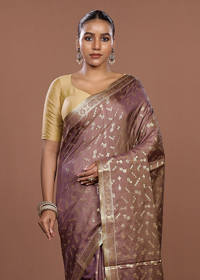 Grey Dupion Silk Saree With Blouse Piece