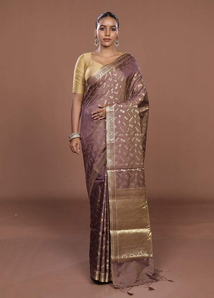 Grey Dupion Silk Saree With Blouse Piece
