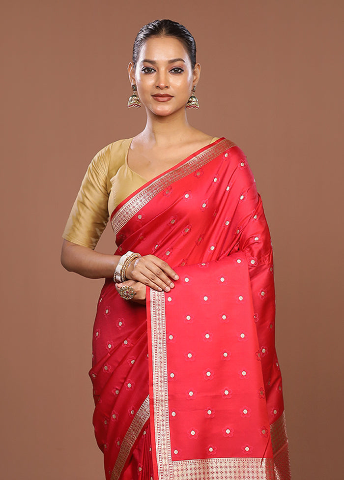 Pink Katan Silk Saree With Blouse Piece