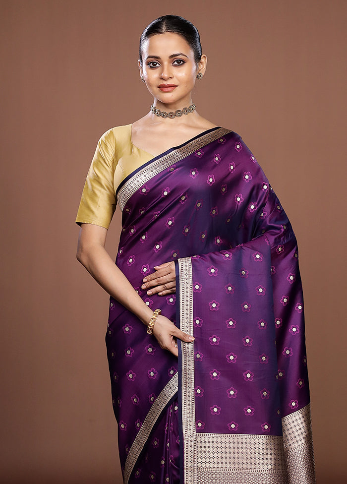 Purple Katan Silk Saree With Blouse Piece