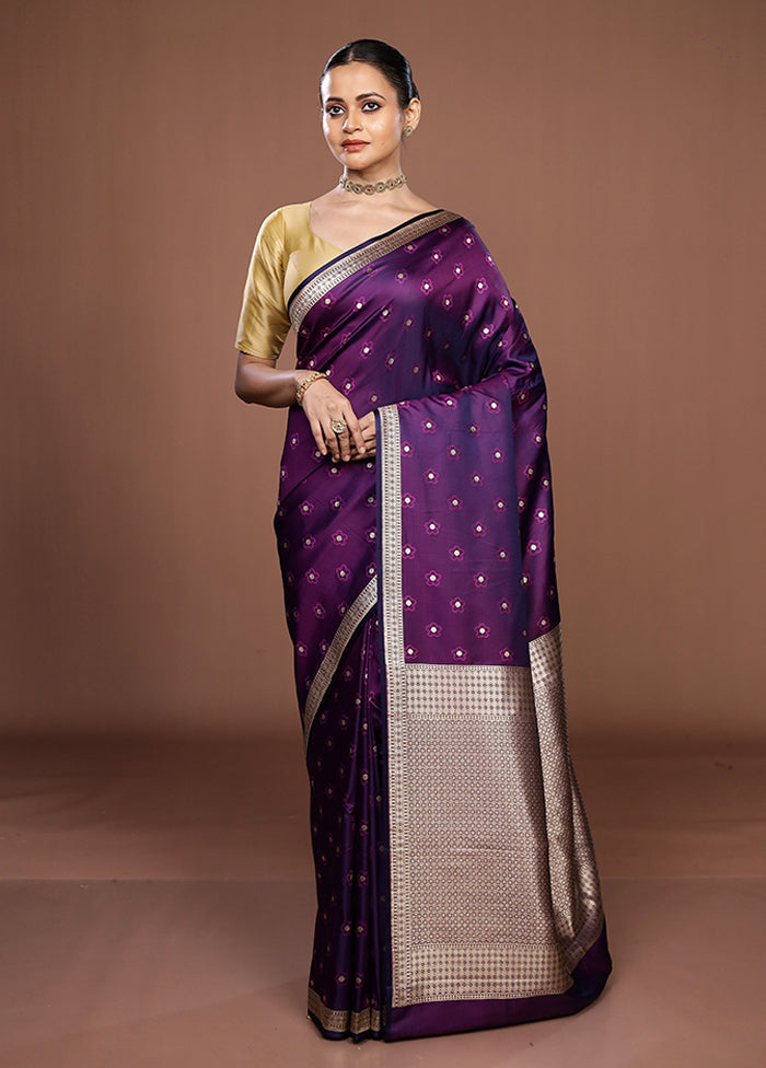 Purple Katan Silk Saree With Blouse Piece