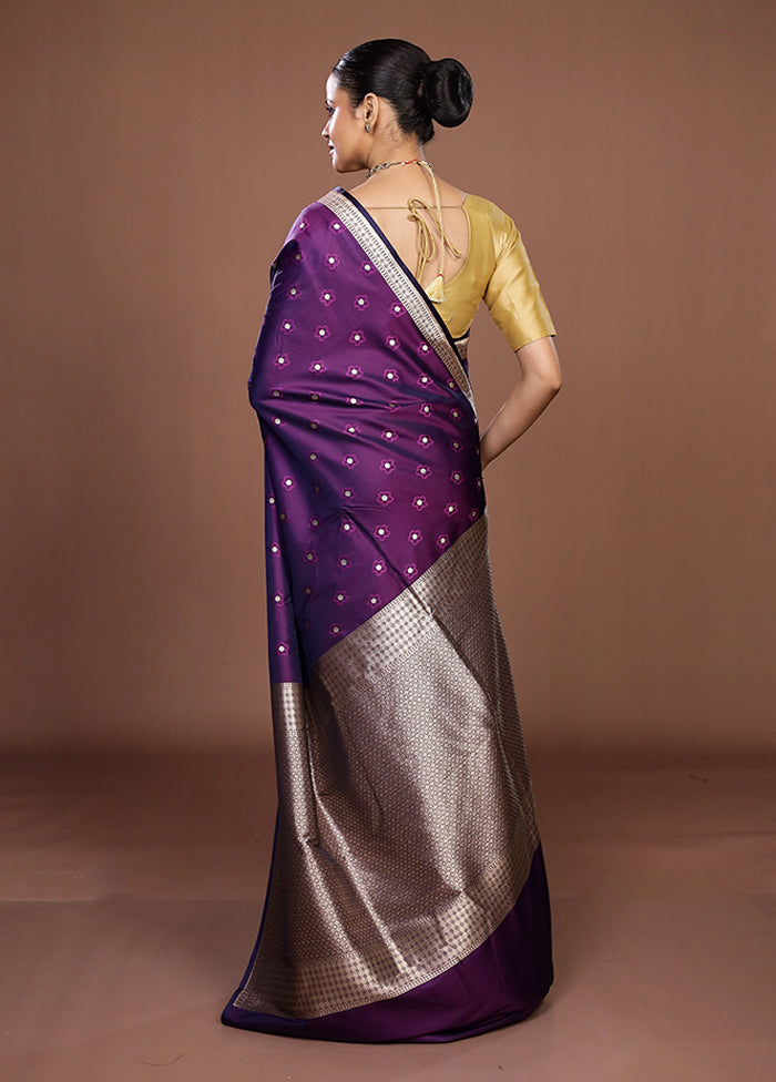 Purple Katan Silk Saree With Blouse Piece