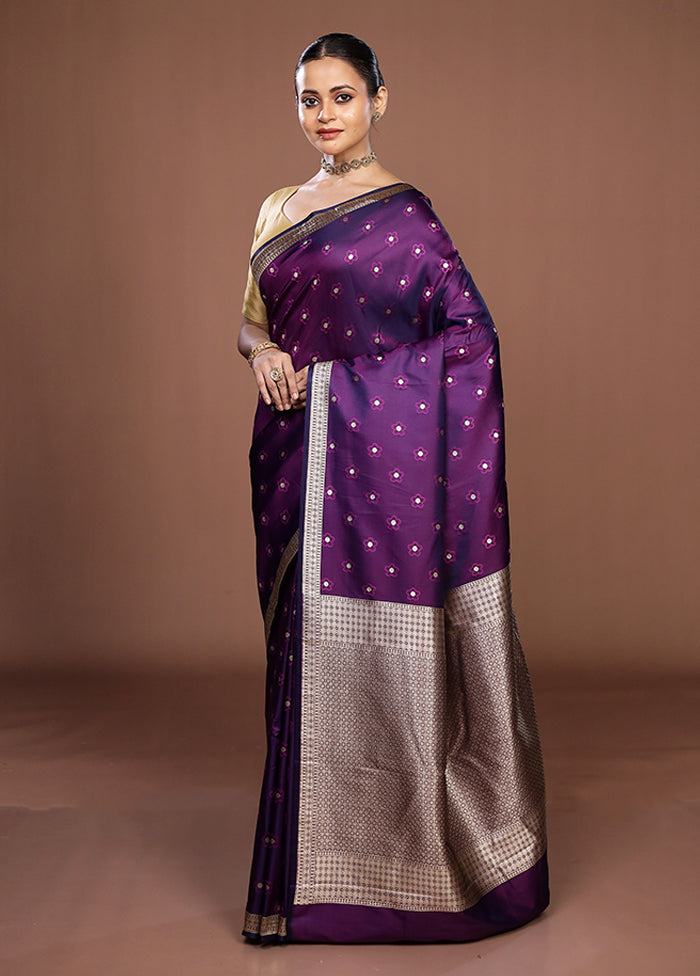 Purple Katan Silk Saree With Blouse Piece