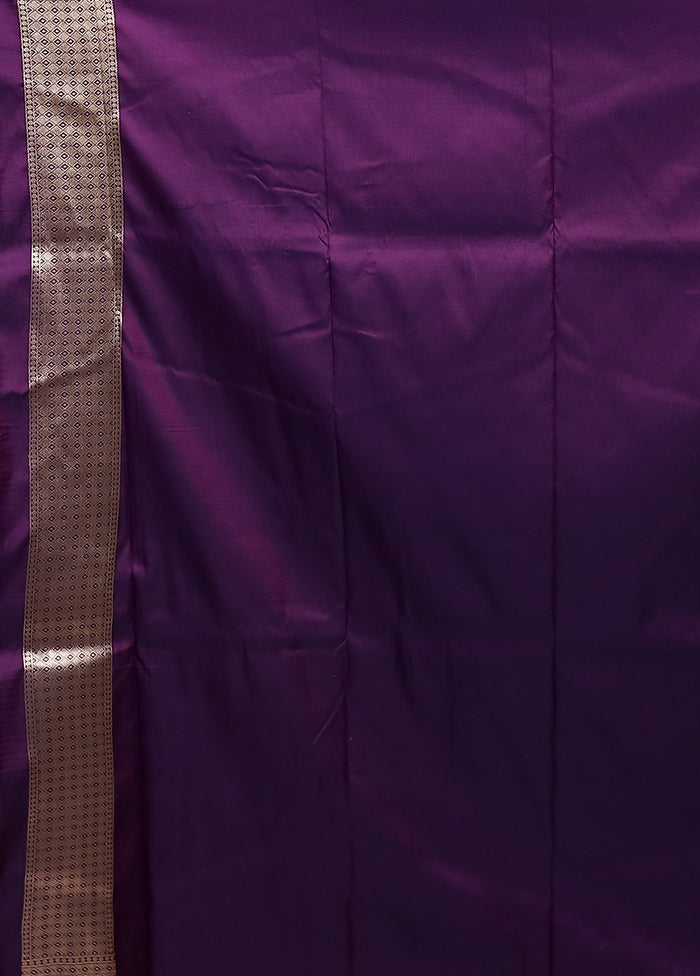 Purple Katan Silk Saree With Blouse Piece