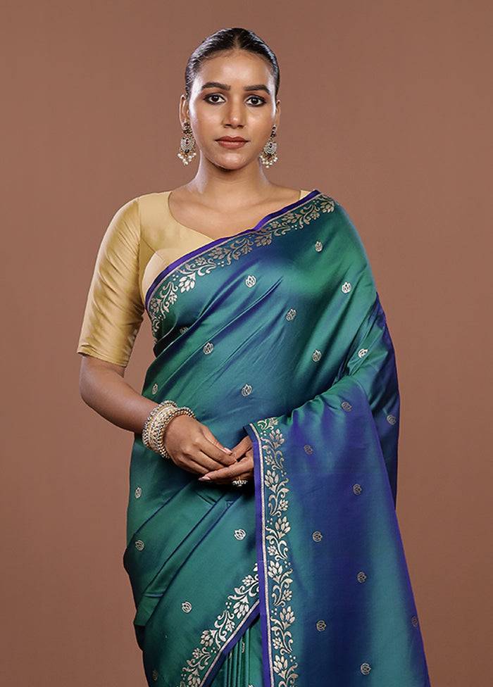 Green Katan Silk Saree With Blouse Piece