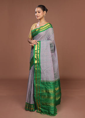 Green Gadwal Pure Silk Saree Without Blouse Piece