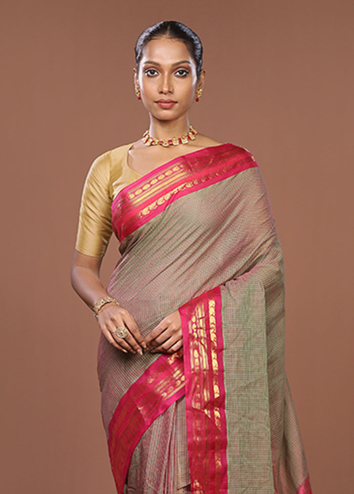 Green Gadwal Pure Silk Saree Without Blouse Piece