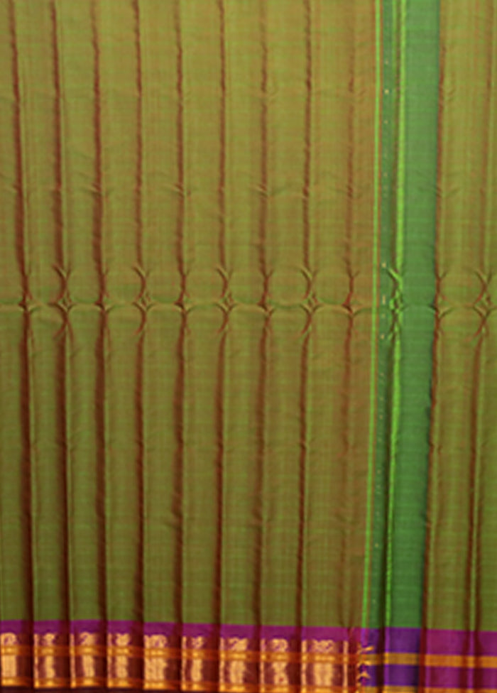 Green Gadwal Pure Silk Saree Without Blouse Piece