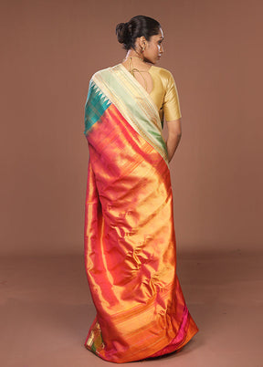 Green Gadwal Pure Silk Saree Without Blouse Piece