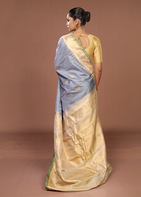 Grey Gadwal Pure Silk Saree Without Blouse Piece