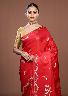 Pink Banarasi Silk Saree With Blouse Piece