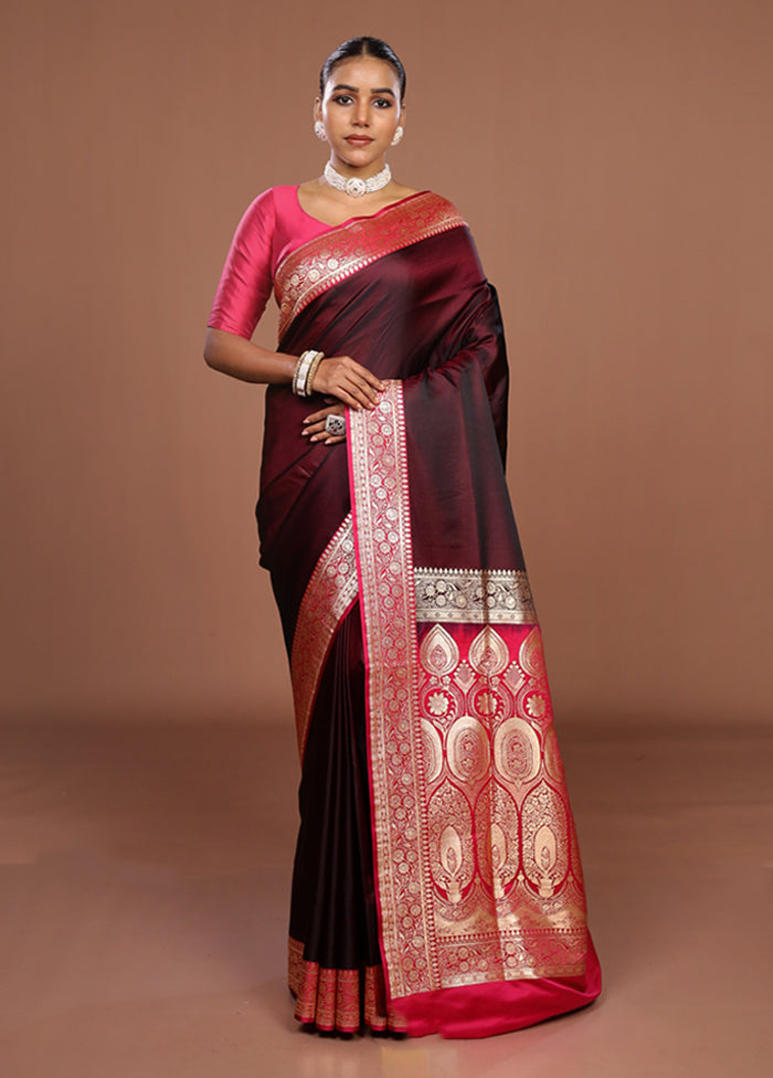 Purple Banarasi Silk Saree With Blouse Piece