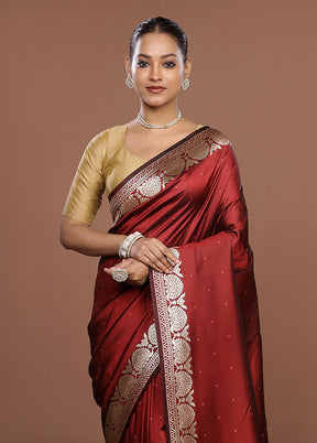 Maroon Katan Silk Saree With Blouse Piece