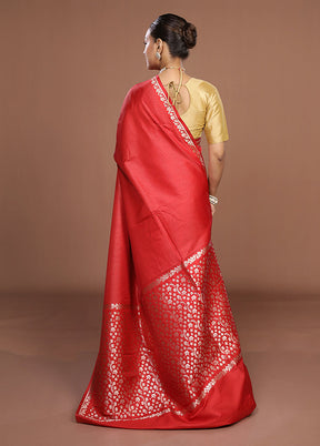 Pink Katan Silk Saree With Blouse Piece