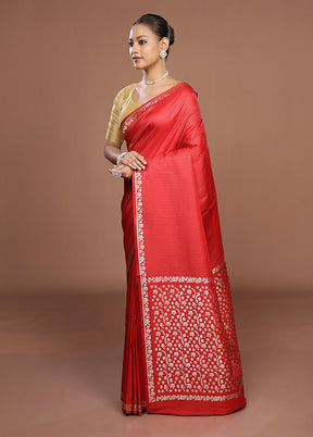 Pink Katan Silk Saree With Blouse Piece