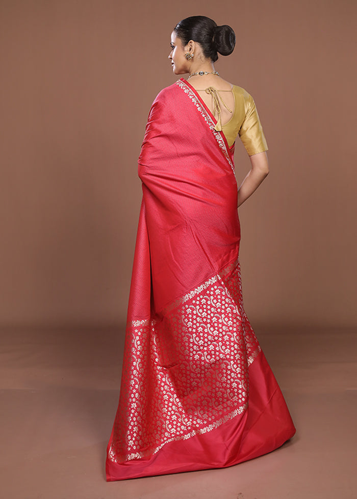 Pink Katan Silk Saree With Blouse Piece