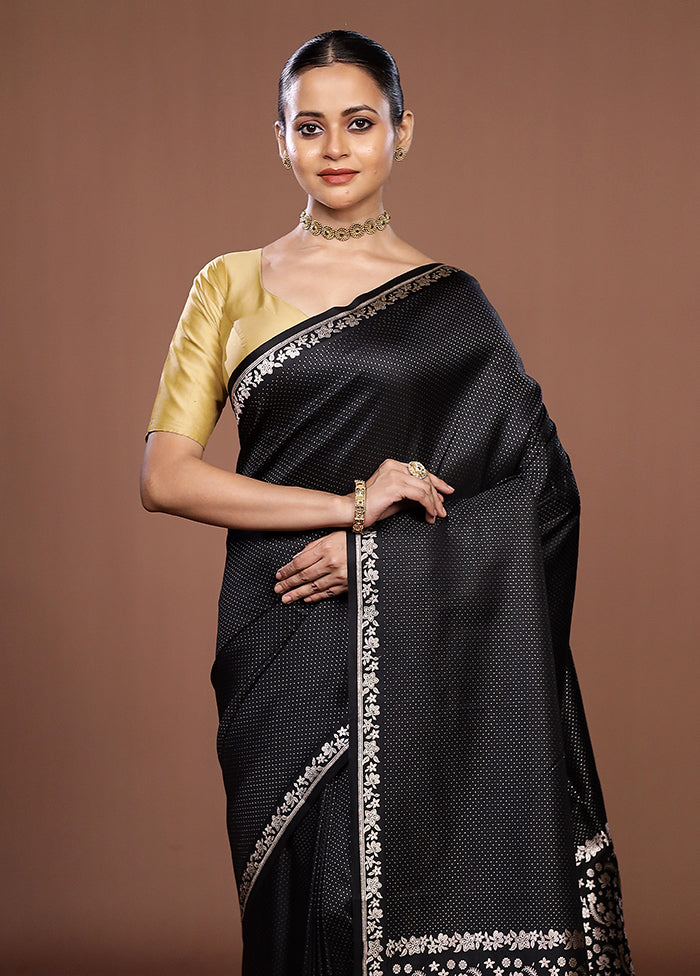Black Katan Silk Saree With Blouse Piece