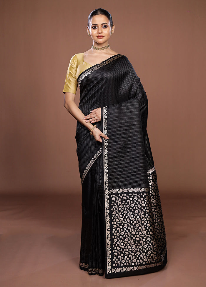Black Katan Silk Saree With Blouse Piece