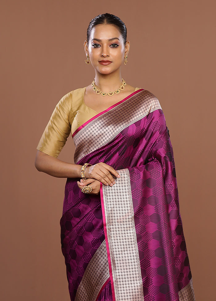 Purple Katan Silk Saree With Blouse Piece
